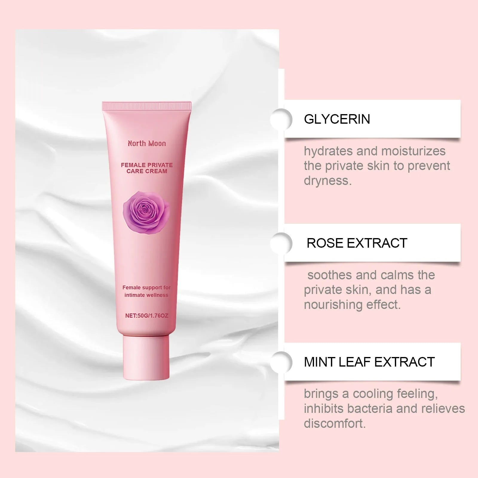 50g tube of daily moisturising cream for dry skin with glycerol and rose extract formula