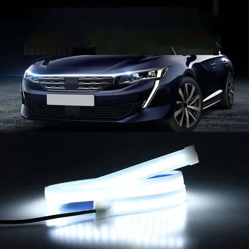 LED strip light for General Motors vehicle engine cover in white, red, blue, or colourful modes.