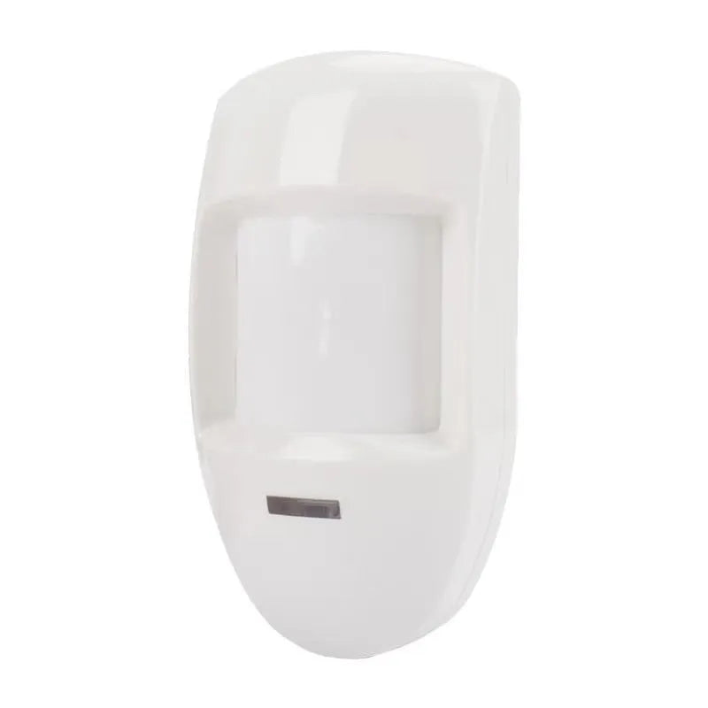 White wired PIR motion sensor, wall-mounted passive infrared detector with 120-degree angle and 6-10m range