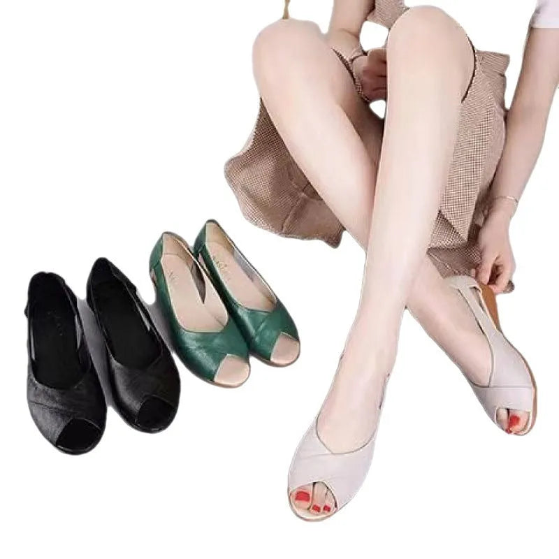 Women's casual peep toe sandals with mid heel and ankle buckle in three colour options