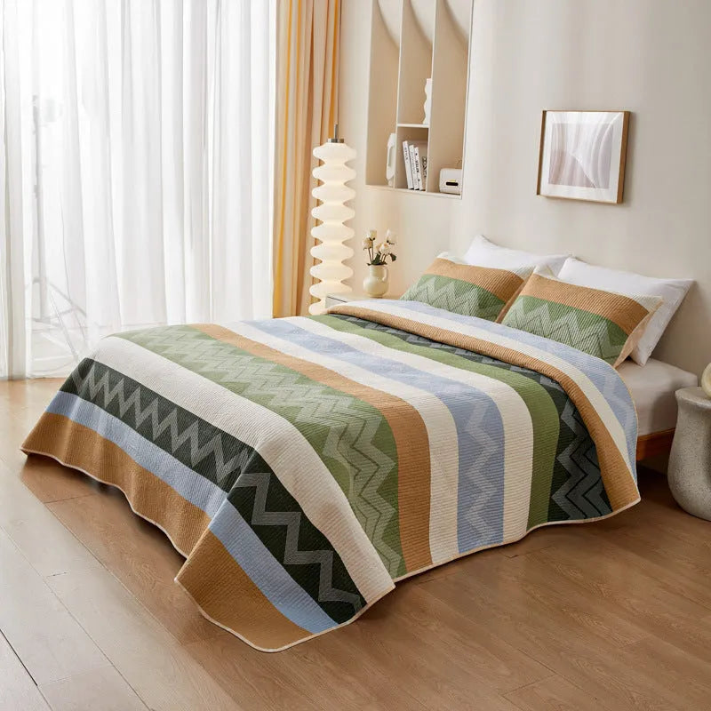 Pure cotton printed bed sheet three-piece set in modern simplicity design with reactive dye patterns