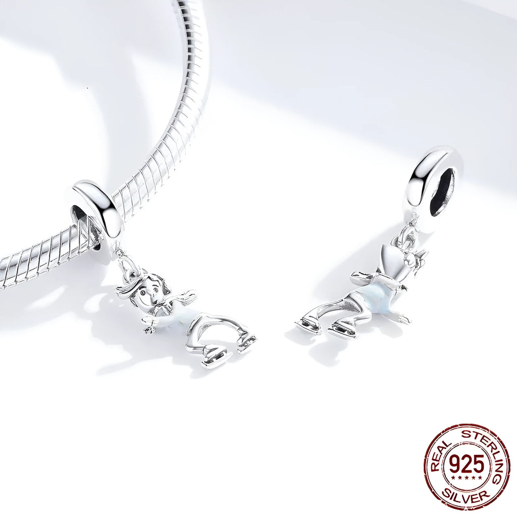 925 sterling silver pendant bead in Ski Boy electroplated colour design