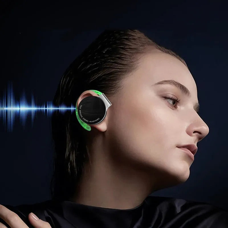 Black and white sports wireless Bluetooth earphones with bilateral stereo design