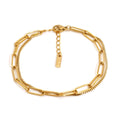 Women's titanium steel bracelet with double-layer geometric design in gold or silver finish