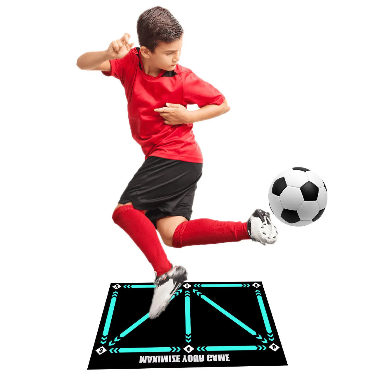 Rubber football training mat in cushion colour for indoor skill practice