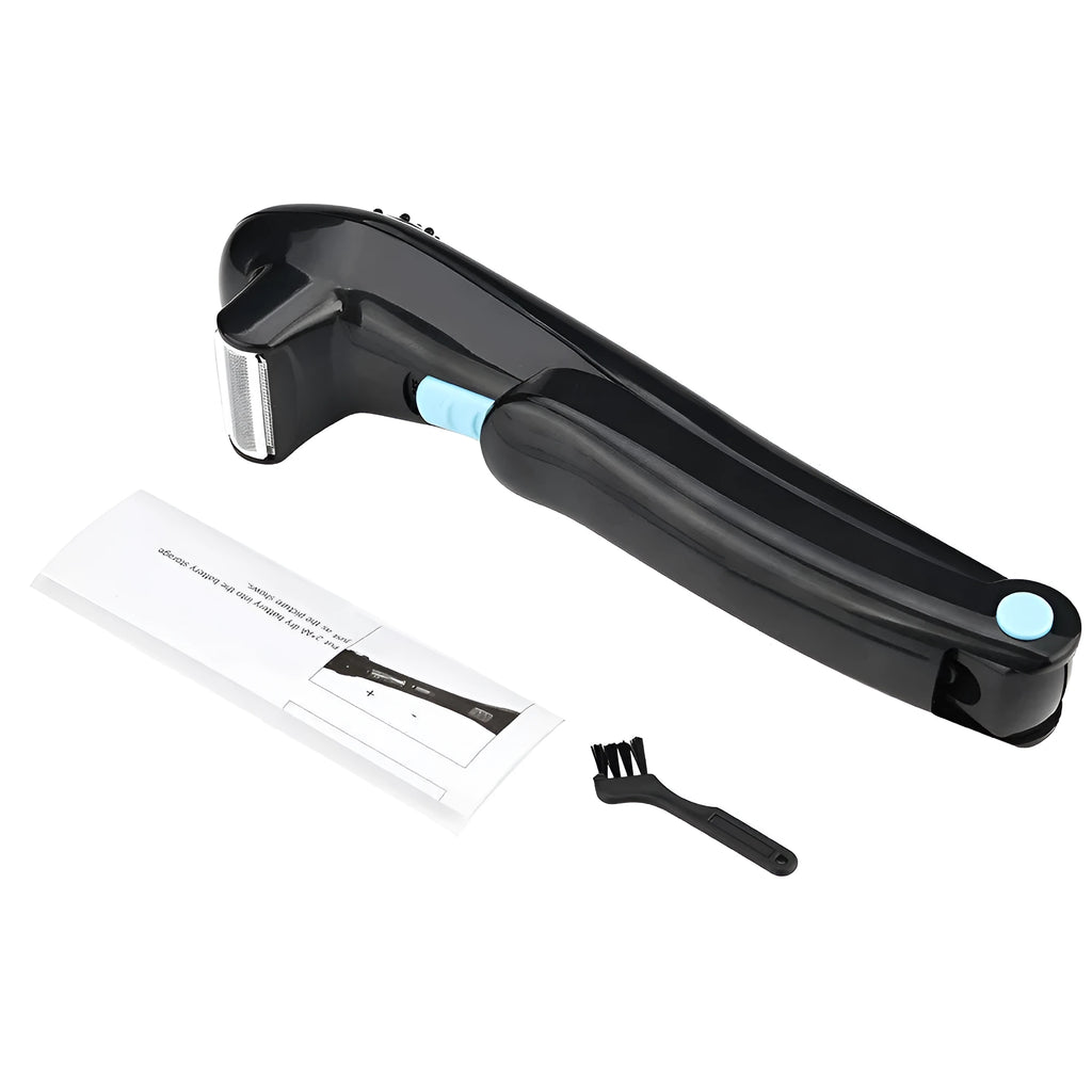 Black folding electric body hair removal shaver with ABS plastic construction