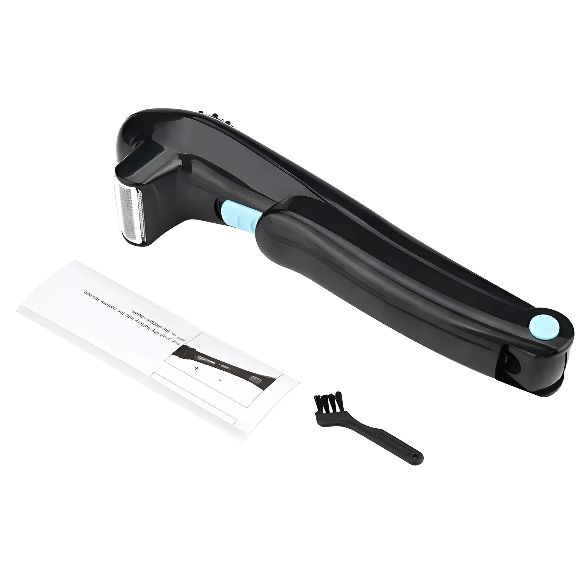 Black folding electric body hair removal shaver with ABS plastic construction