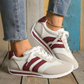 Wine red Cortez retro sneaker with breathable mesh surface and cross straps, low top flat heel, sizes 36-43
