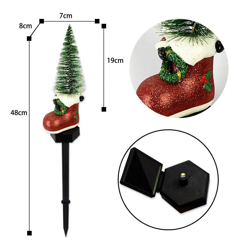 45cm Christmas solar outdoor yard lamp with IP55 rating, 50000 hour lifespan, and festive snowman or tree design