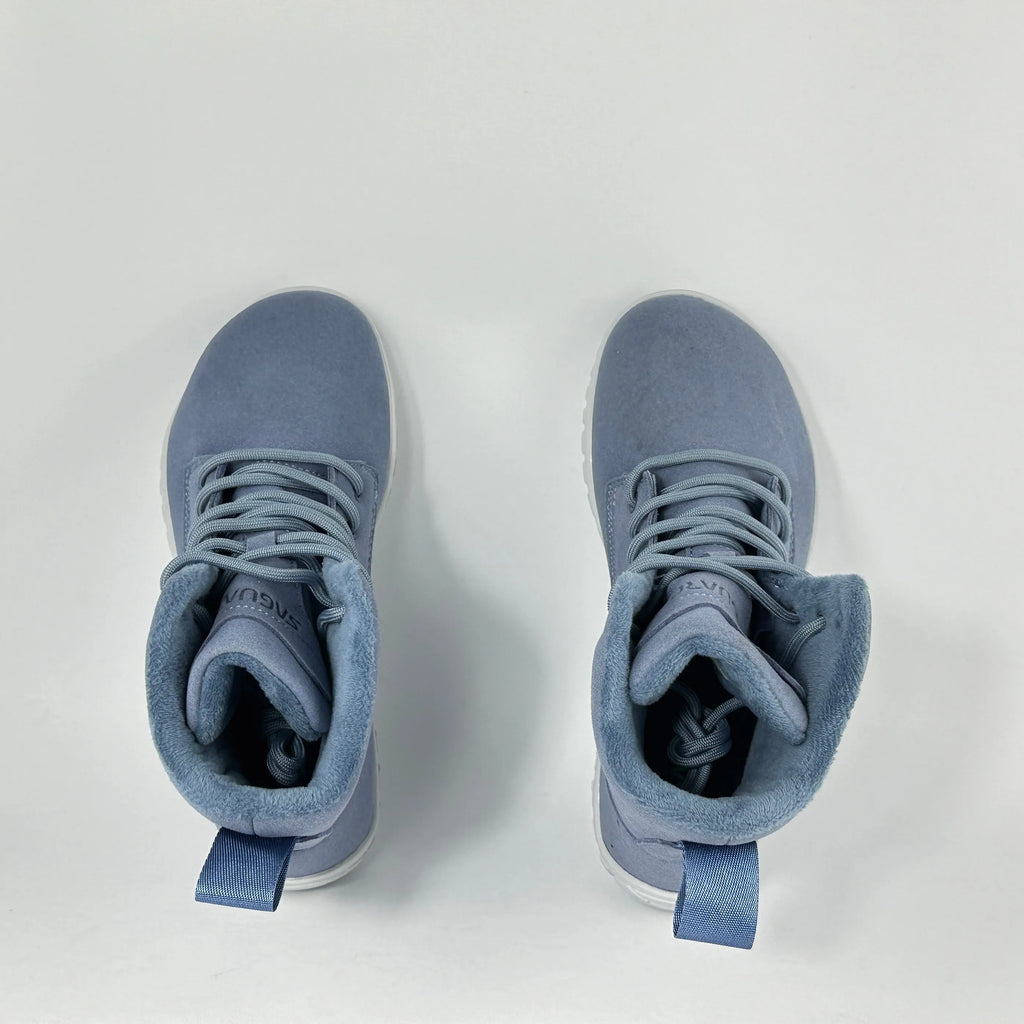 Light blue cold-resistant warm cotton shoes with leather upper and anti-slip rubber outsole, sizes 36-48
