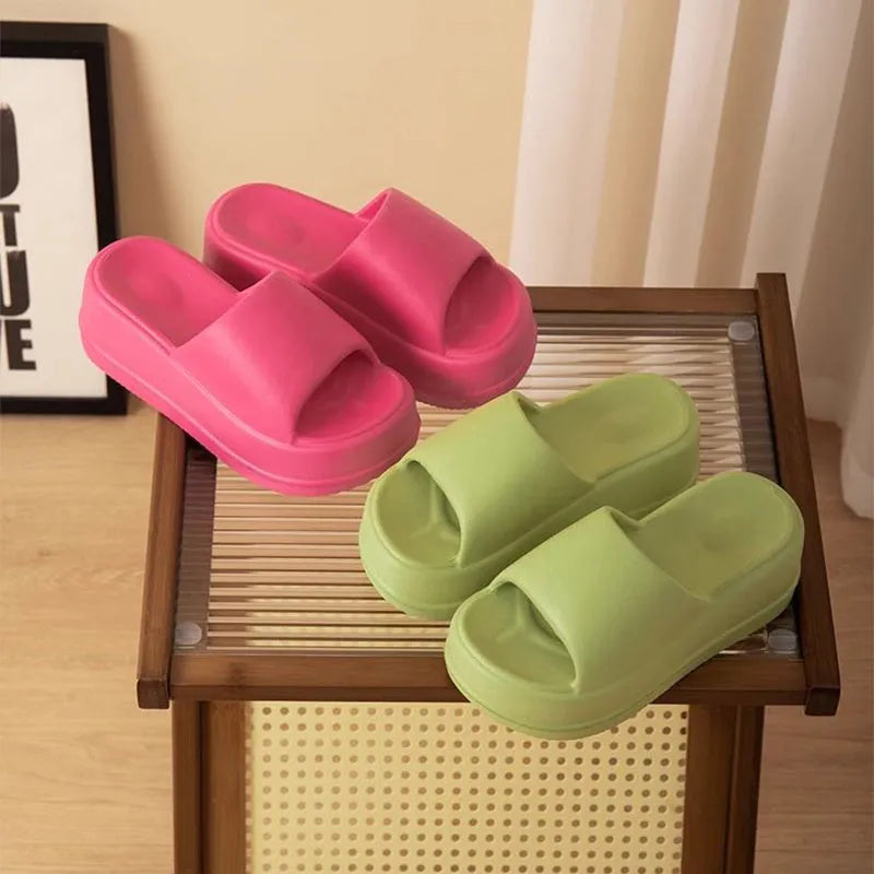 Women's 7cm heel EVA slippers in solid colour, non-slip sole for home and garden