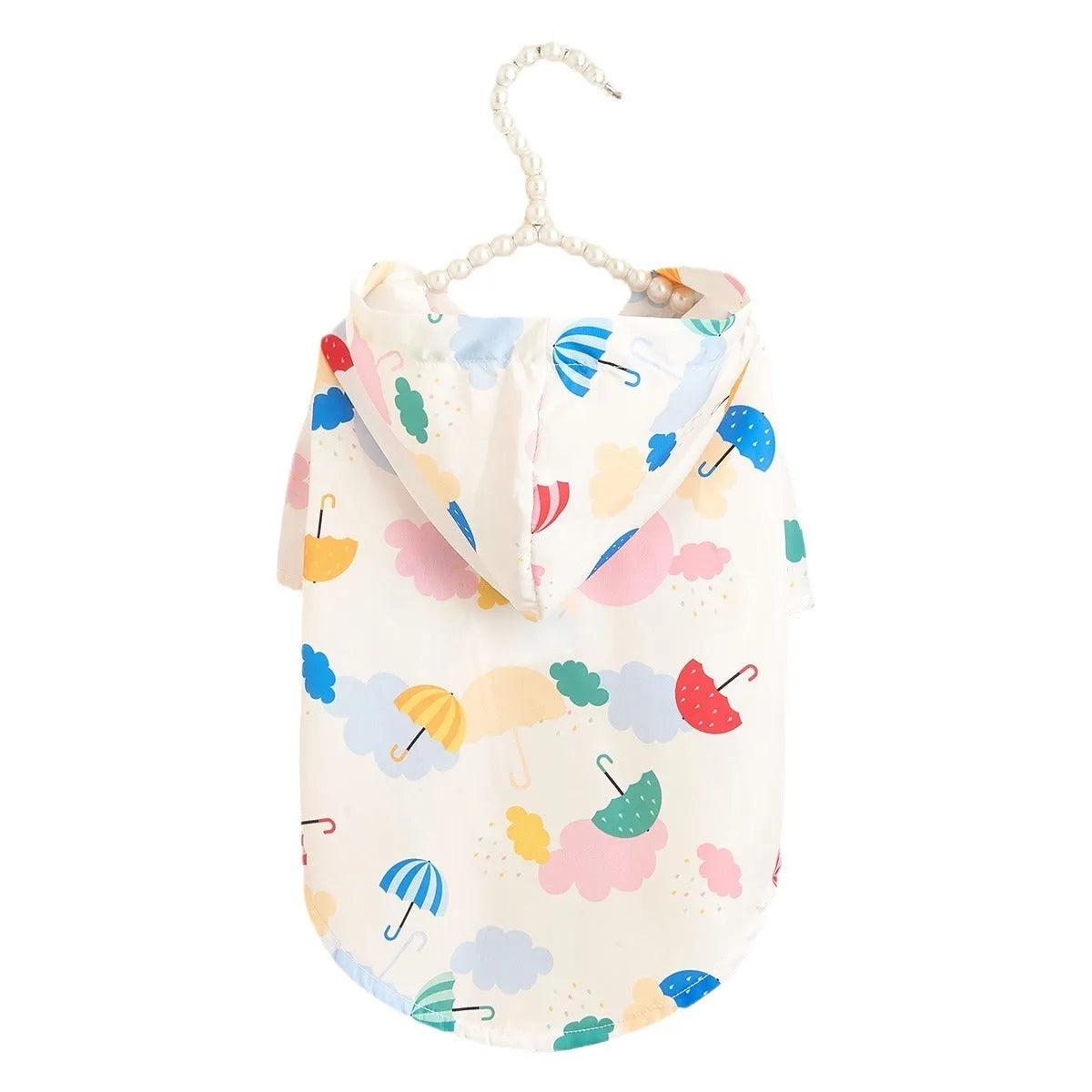 Cartoon umbrella pattern dog raincoat in colourful design with polyester construction