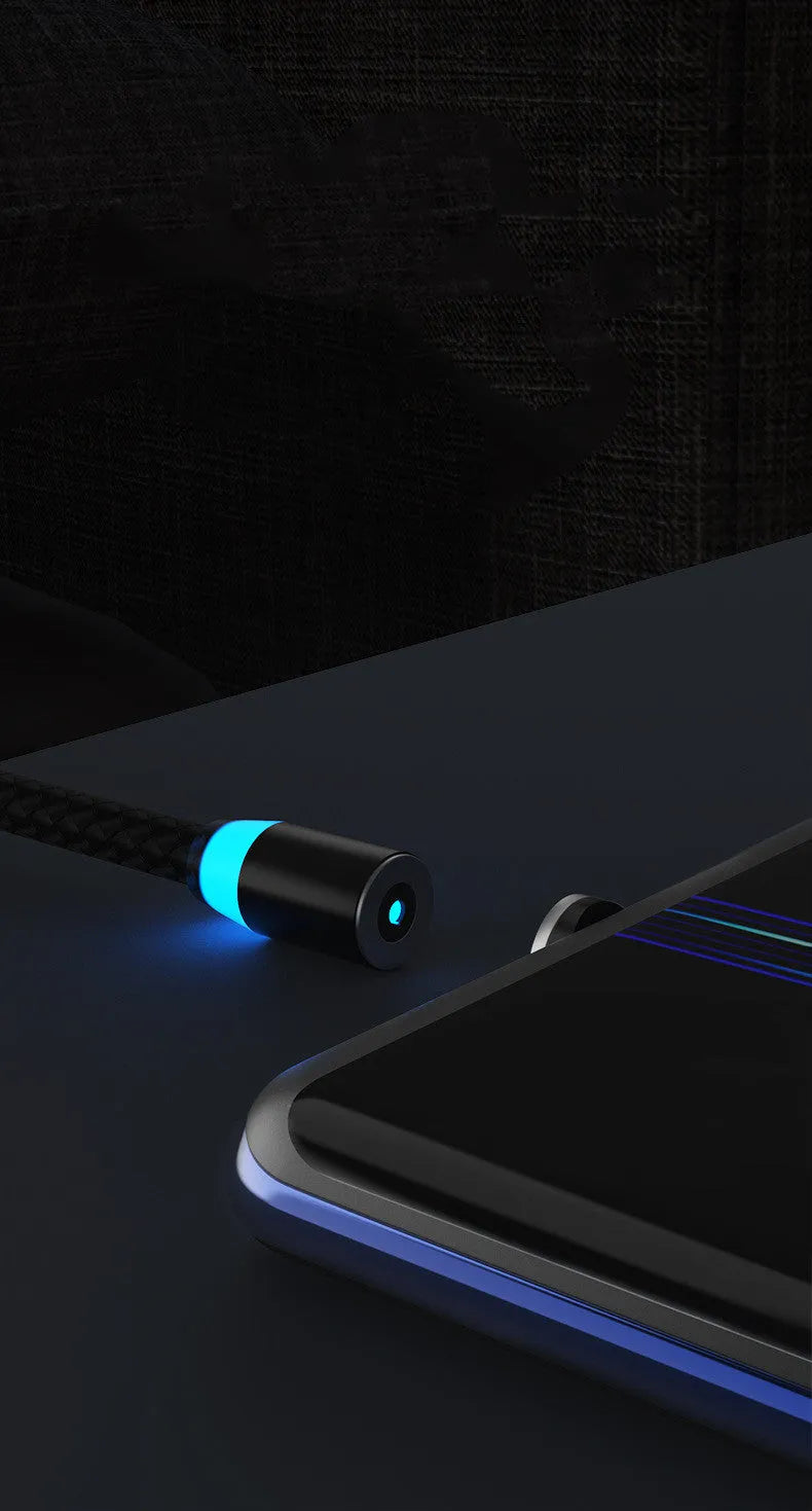 Magnetic charging cable with breathing light in various colours and lengths