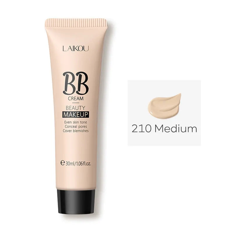 30ml bottle of BB cream showing nine shade options from light ivory to dark brown.