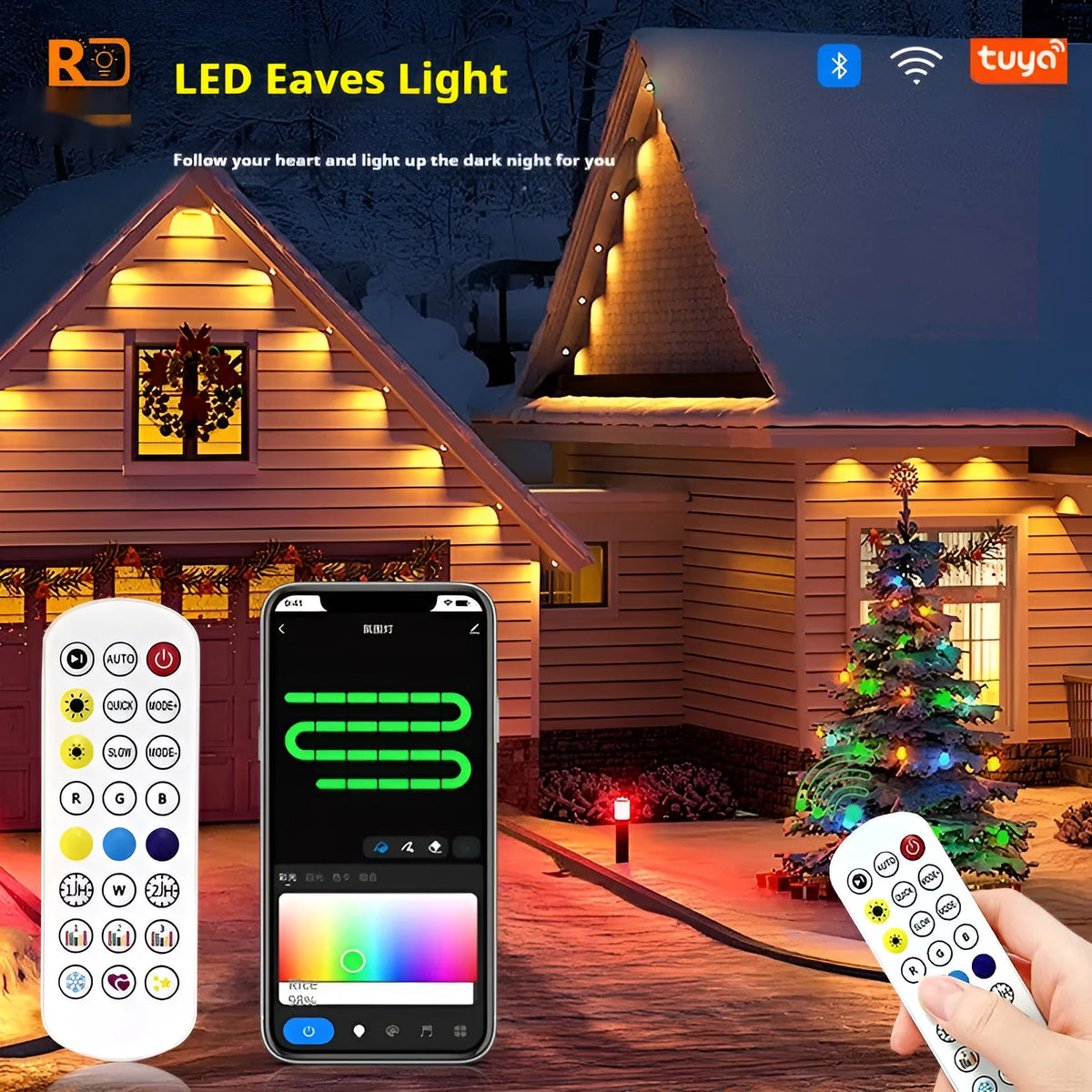 Planets outdoor eaves light string with remote control showing planetary modelling and weatherproof construction