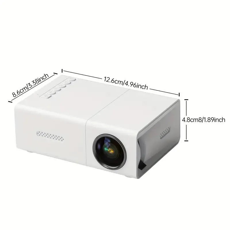 M100 mini LED home projector in white or black colour with remote control and cables