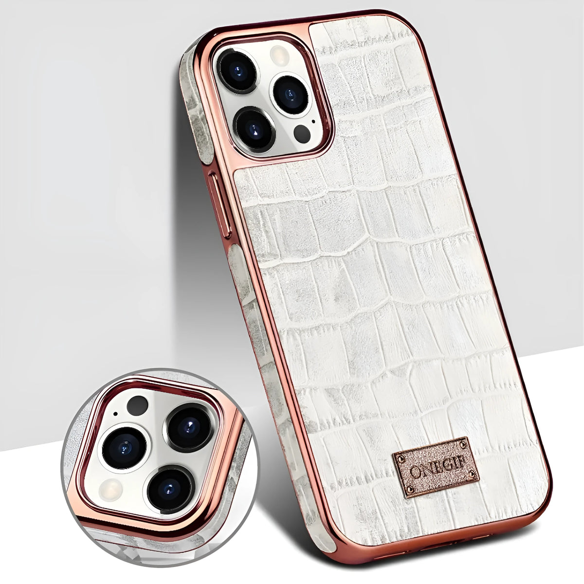 Real skin phone case with side all-inclusive electroplating, grid screen back cover, for iPhone 12 and iPhone 12 Pro Max