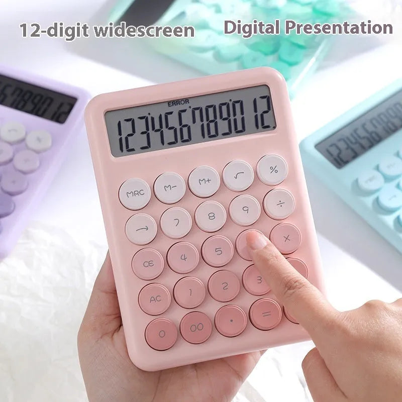 Gradient colour desk calculator in violet, pink, blue or green ABS plastic