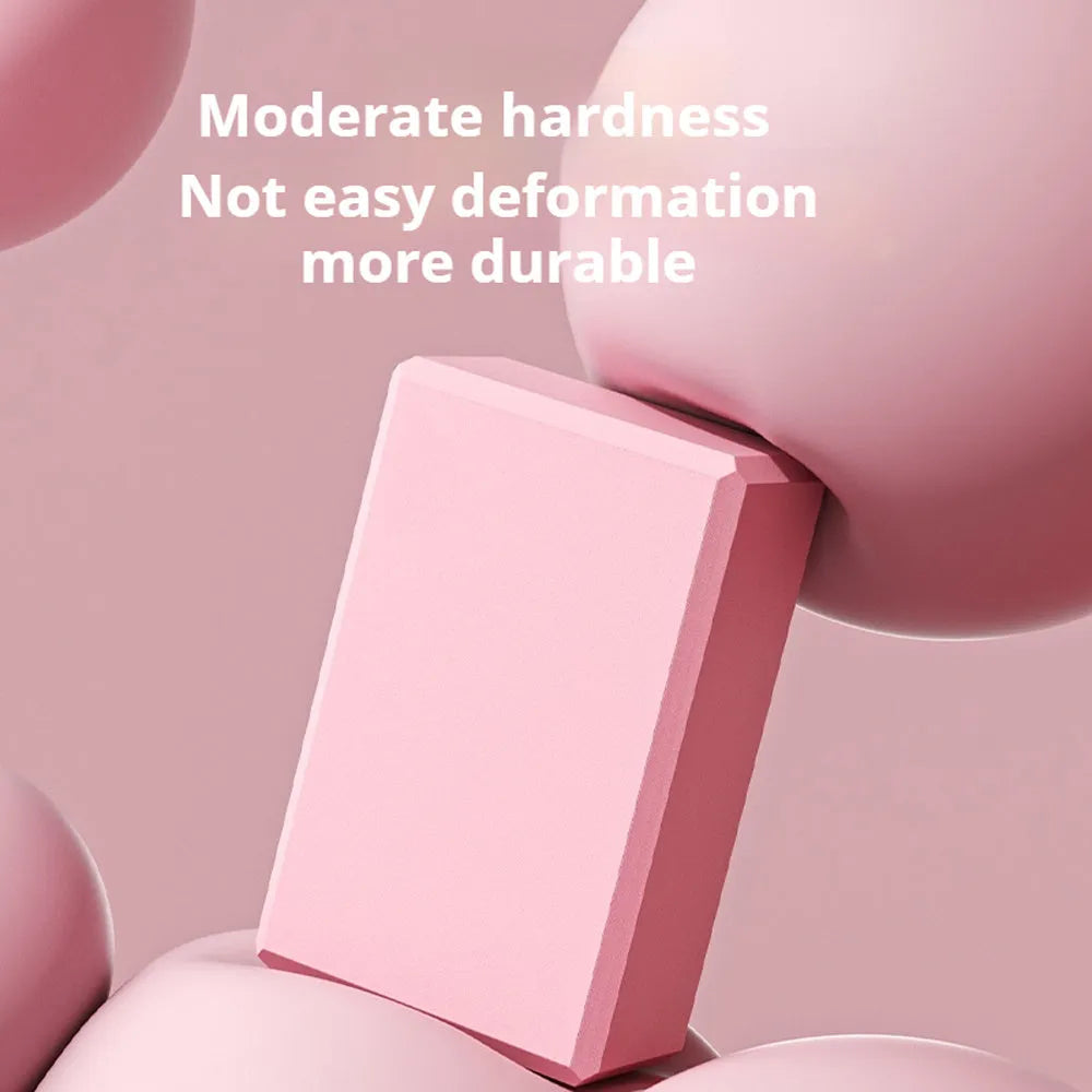 Solid colour EVA foam yoga block with hexagonal sides and grip ridges