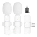 White wireless neckline clip microphone, one-to-two option, 20Hz-20KHz frequency range, for recording and interviews