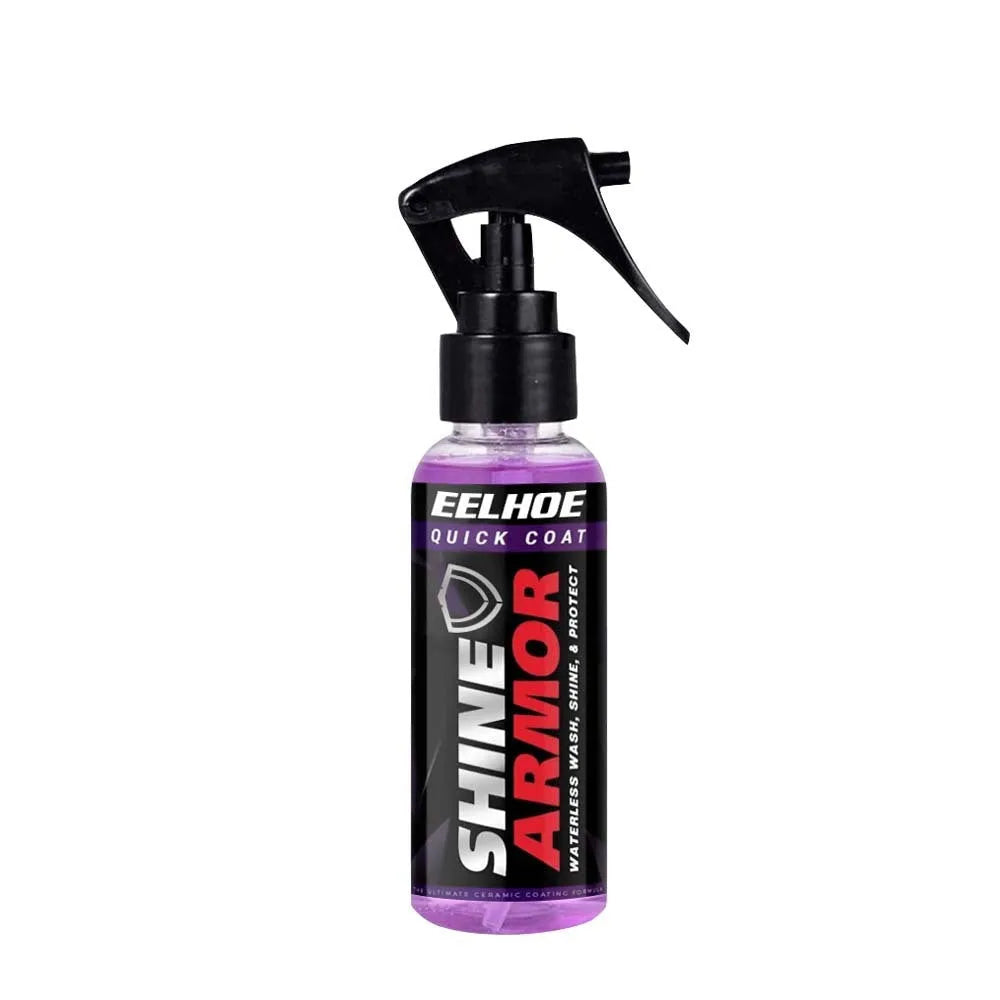 Purple car nano coating spray bottle in 30ml and 100ml sizes with hand spray trigger.