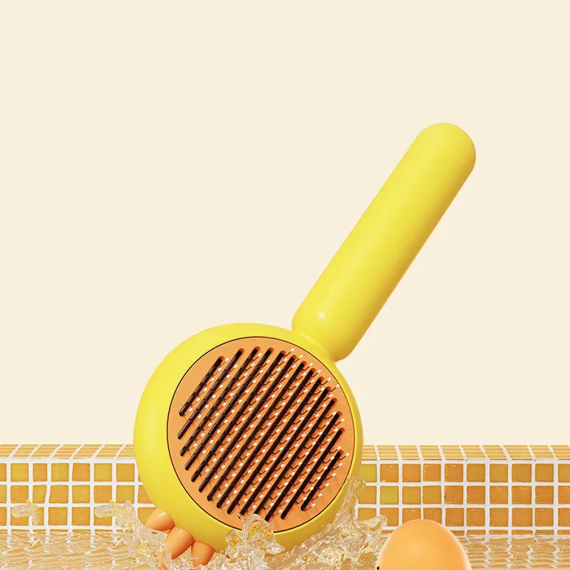 Purple, white or yellow pet grooming brush with stainless steel bristles for cats and dogs
