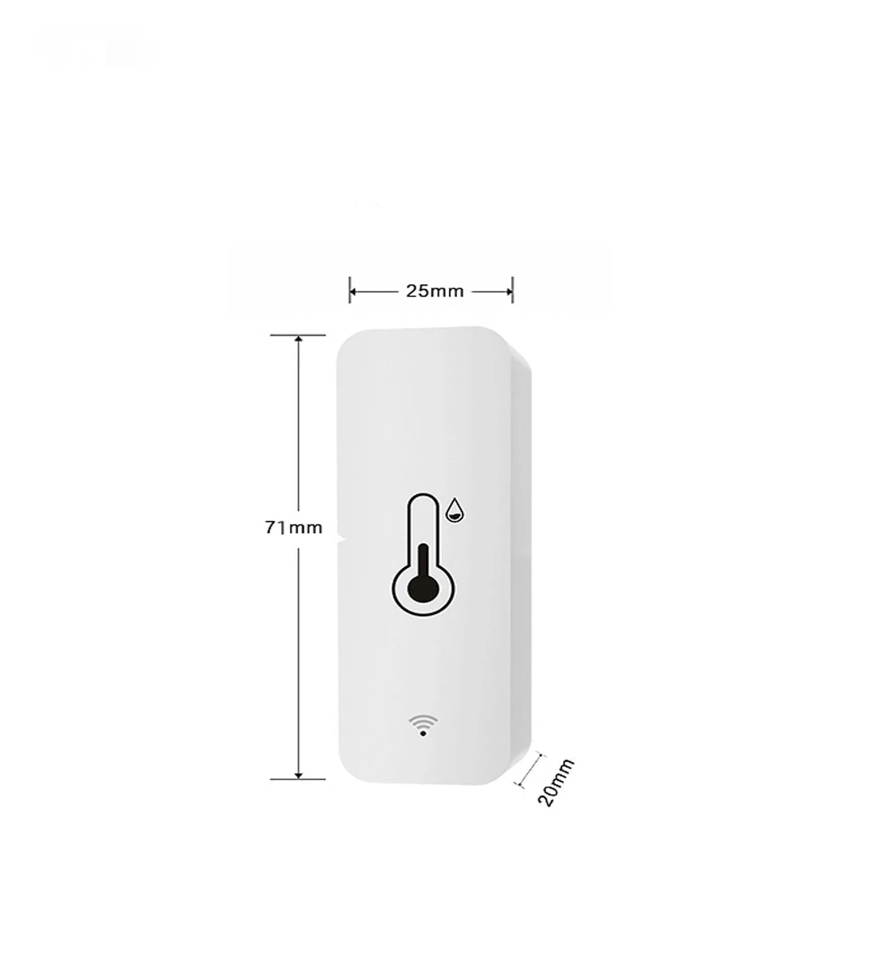 WiFi Zigbee temperature humidity sensor with ABS plastic housing, 72x25x20mm dimensions
