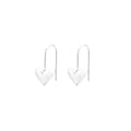 Silver heart-shaped earrings with glossy finish and three-dimensional Korean-style design