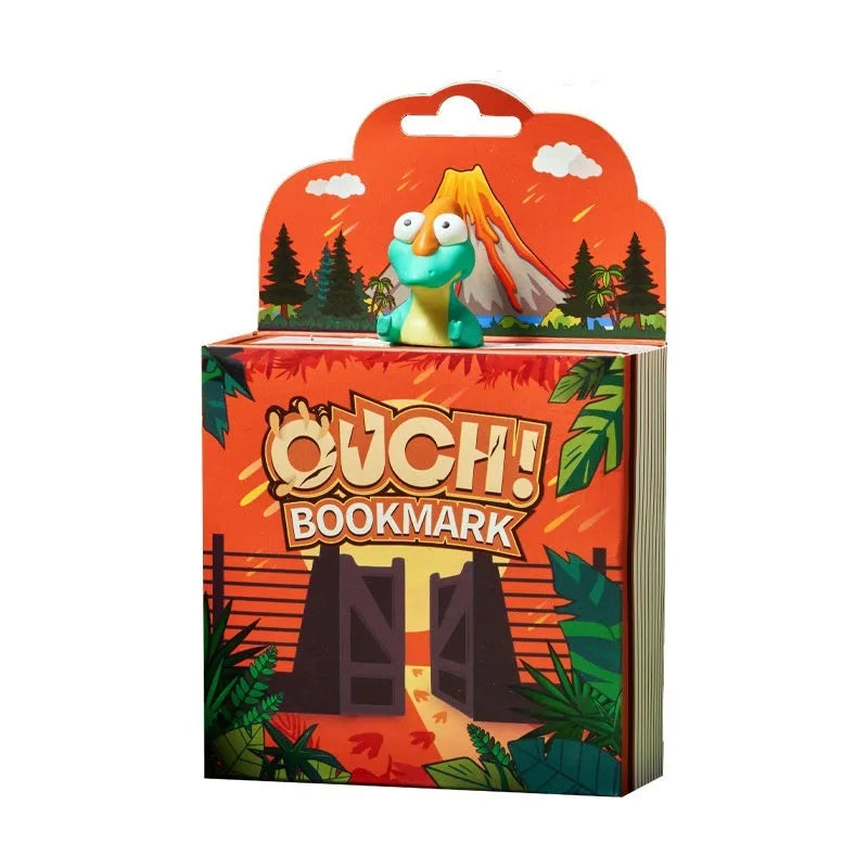 Dinosaur series bookmark with Tyrannosaurus Rex, Triceratops, Stegosaurus, and Parasaurolophus animated designs