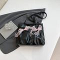 College style bow tote bag with double shoulder straps and large capacity interior