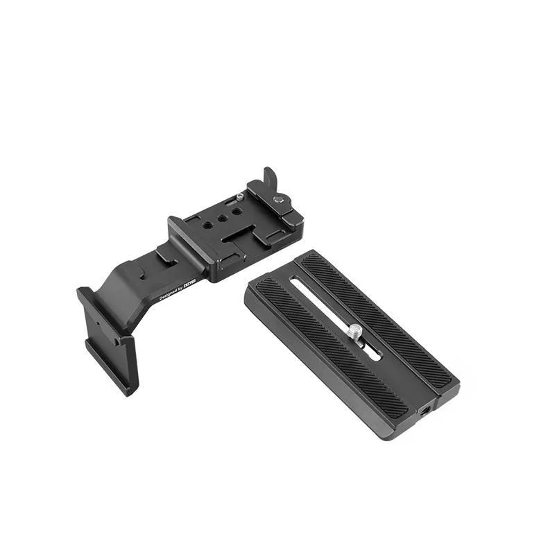 Black LinJia YunHe 2S camera handle extension kit showing dual grip positions with stabiliser accessory