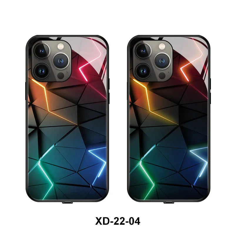 Luminous mechanical style iPhone case in tempered glass and TPU protective shell