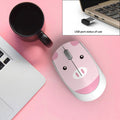 USB wireless mini mouse with cartoon animal designs in blue rabbit, green bear, pink pig, and yellow tiger colours