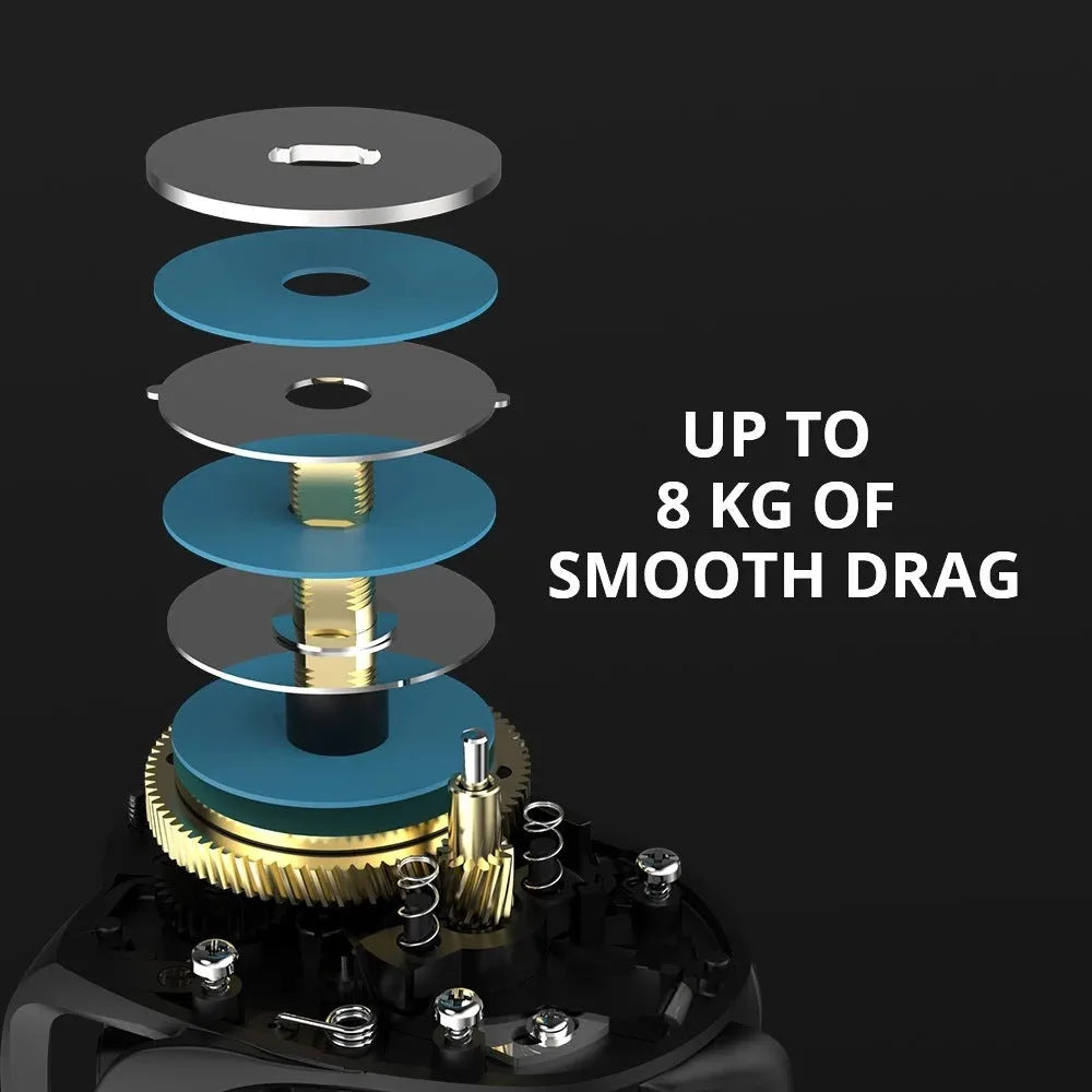 Drip wheel lure fishing reel with metal construction and rocking wheel mechanism