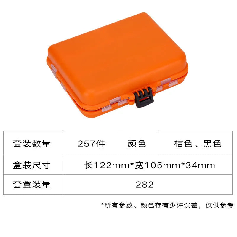 Weihe 257-piece fishing lure accessory kit in ABS storage box for Texas and sea fishing
