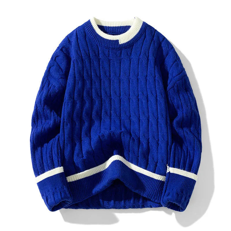 Men's loose fit two-piece modal sweater set in light blue for autumn winter