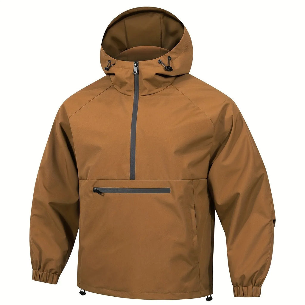 Men's loose Korean-style half-zip hooded sweater jacket in rabbit fur corduroy fabric