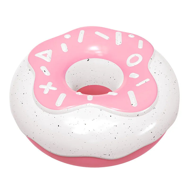 TPR donut dog toy with squeaker for molar cleaning in chocolate, pink or yellow colours
