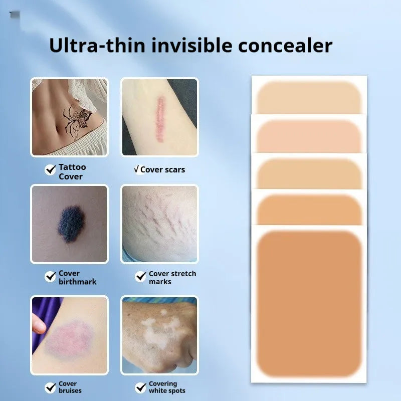 Tattoo cover patch with 130mm concealer brush in six skin-tone shades for birthmark and tattoo coverage