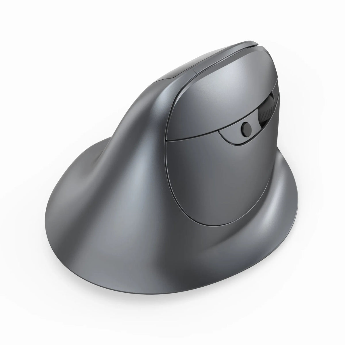 Grey vertical grip wireless mouse with Bluetooth connectivity for laptop use