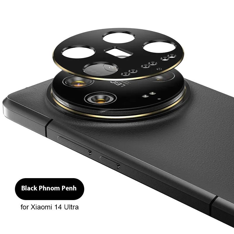 Xiaomi 14U lens protector film with frosted, explosion-proof, drop-proof features in black edge or black golden edge.