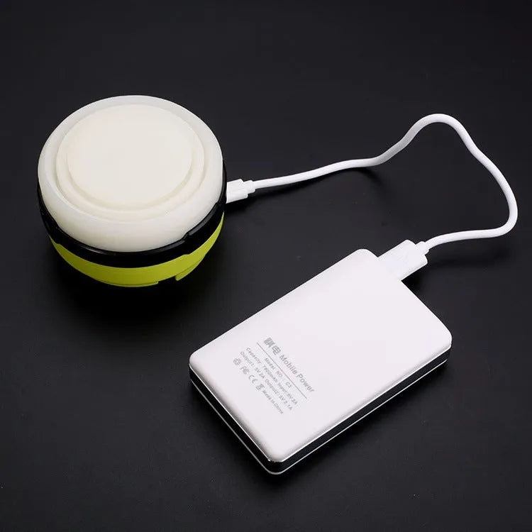 Green solar silicone camping light, 143g, expandable 87-108mm, 150LM, 10m radius, six LED beads