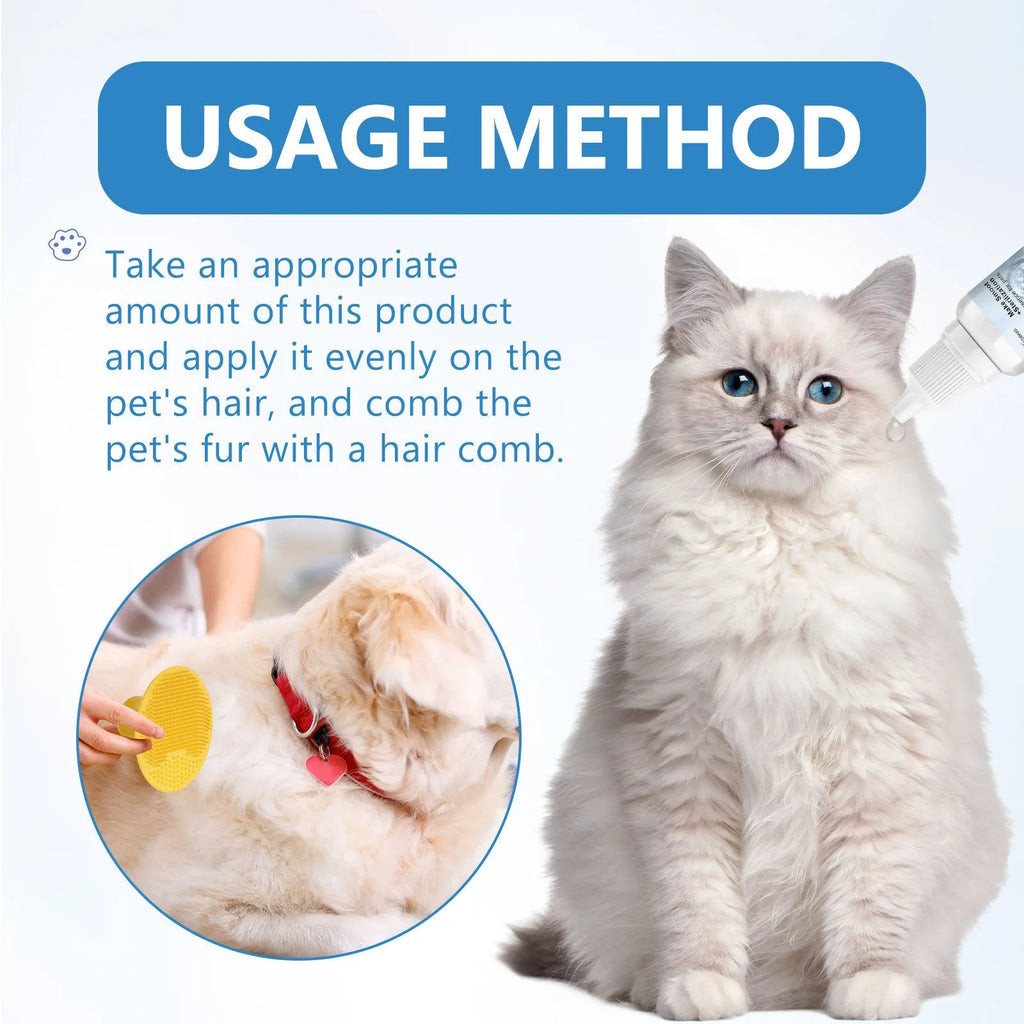 20ml wash-free pet essence bottle with plastic brush for dogs and cats, green or yellow set