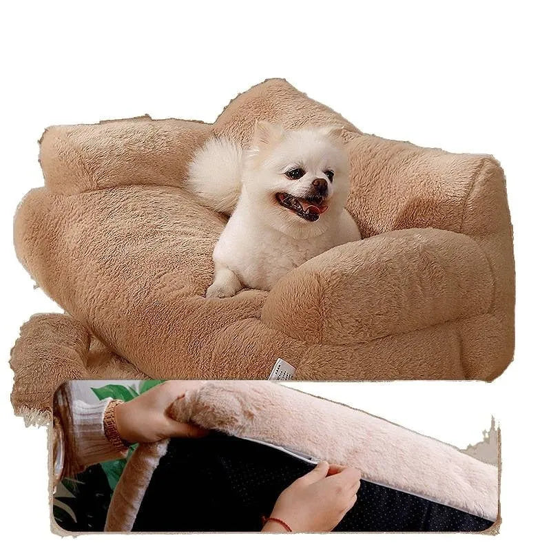 Warm pet bed with removable washable cover in Mousse Coffee, available in sizes M to XXL for pets under 4 kg to 12.5 kg