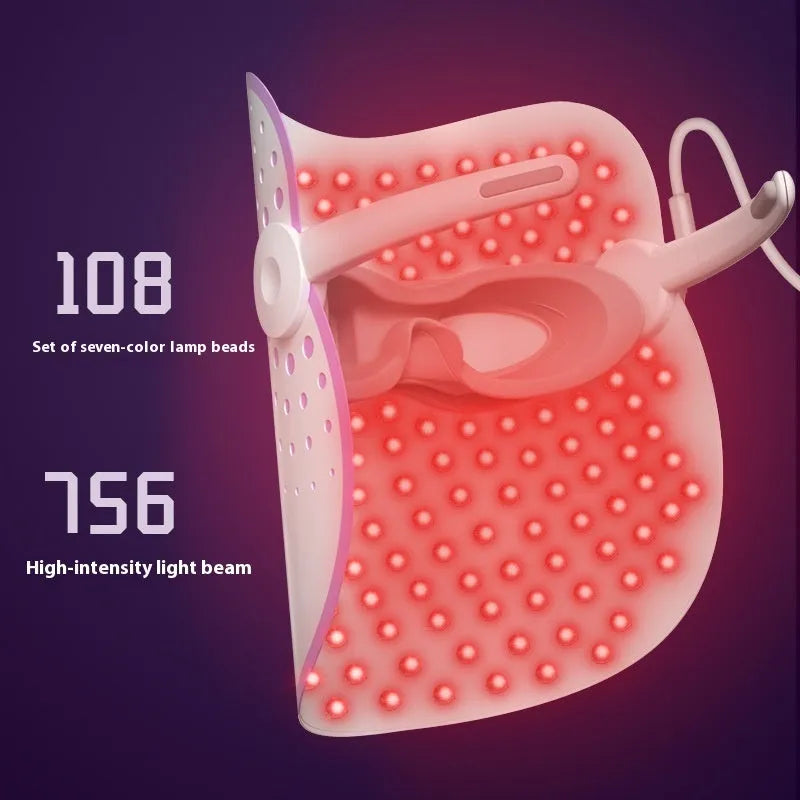 White and purple photon IPL beauty mask device for home facial treatment.