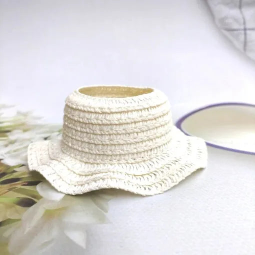 Leak-proof papyrus straw baby sunhat in beige with height size M