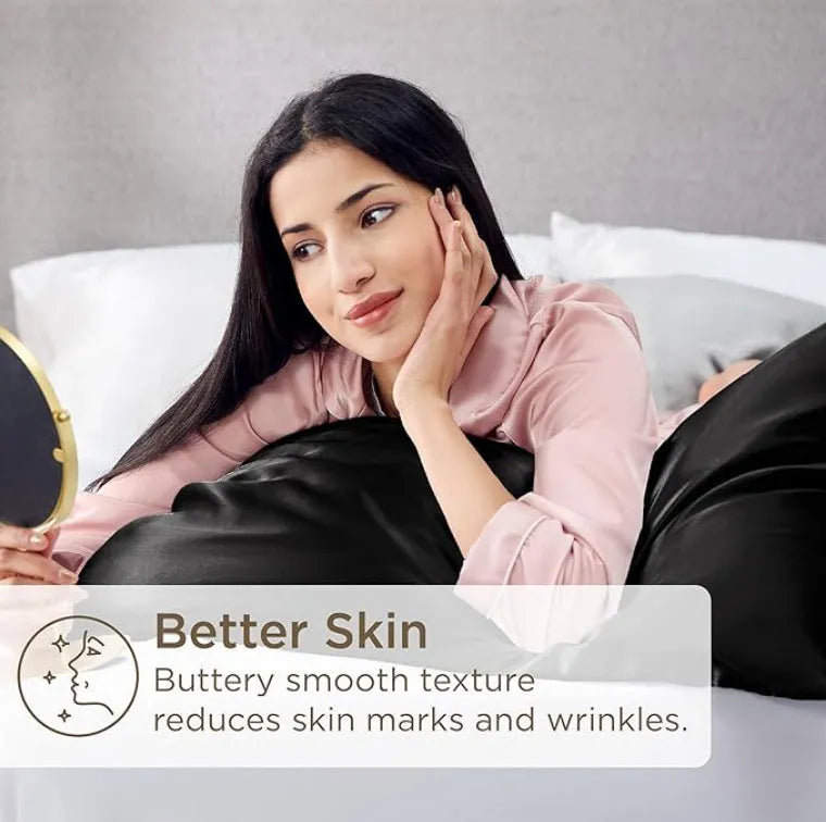 Pair of satin solid colour pillowcases in polyester chemical fibre fabric