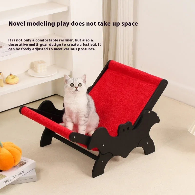 Black and red solid wood cat recliner lounge chair, product code MW-054.