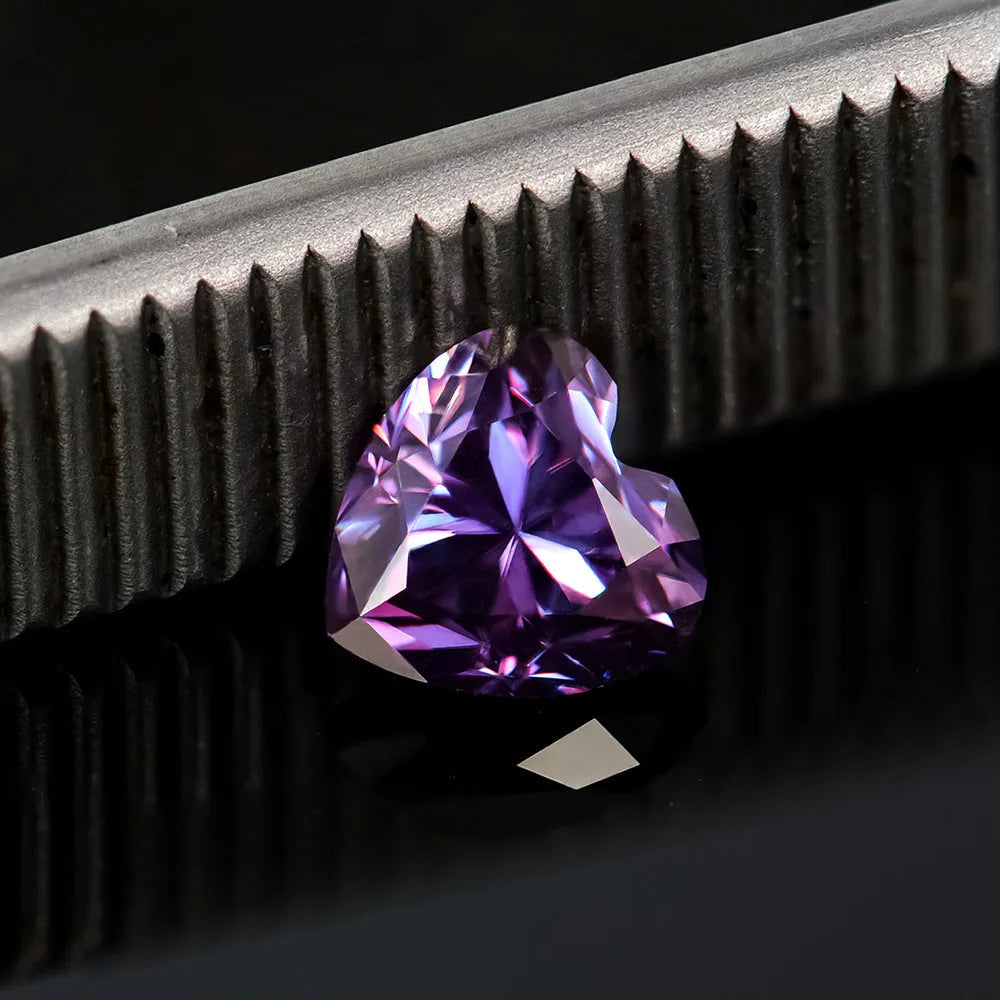 Colourful heart-shaped moissanite gemstone in multiple size options for jewellery making
