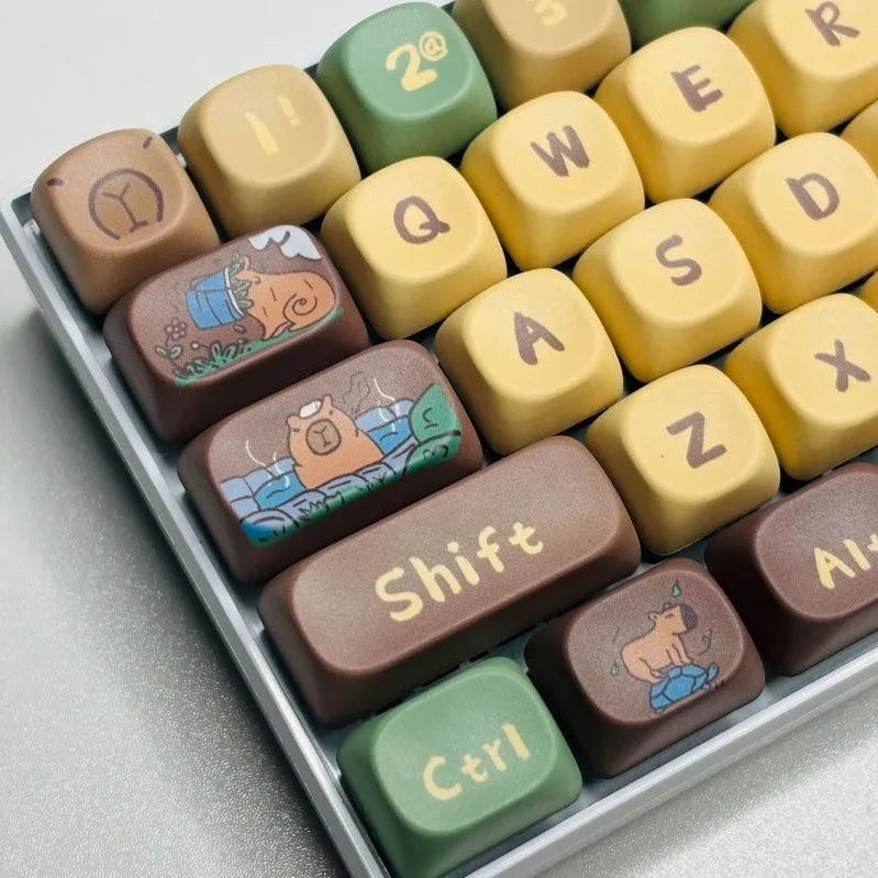 Capabala PBT mechanical keyboard keycaps set with 130 keys and girl anime MOA design